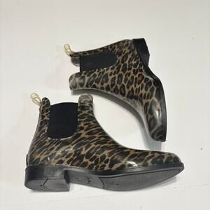 Sam Edelman Leopard Rain Boots Chelsea Ankle Boots Women EU 37 US 7